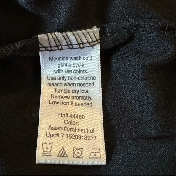 White Stag XL Shirt Top Brown Floral 3/4 Sleeve Round Neck Lace Overlay Casual - Picture 6 of 6